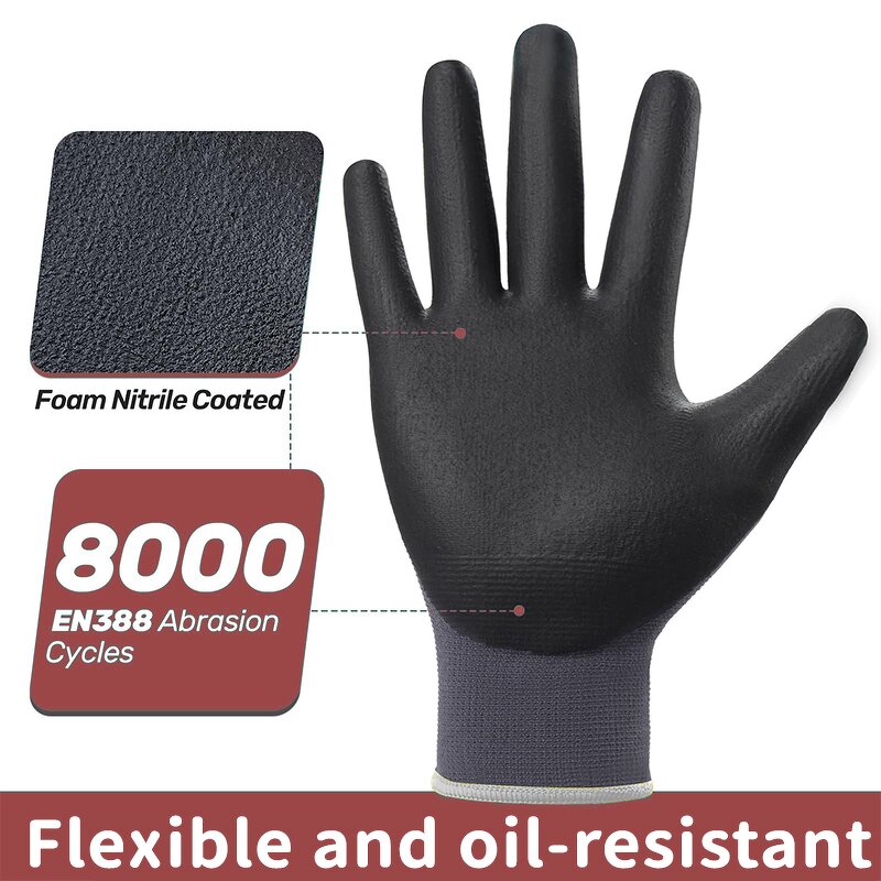 Safety Work Gloves Manufacturer - Durable Nylon Spandex Nitrile Foam Coated Anti-Slip