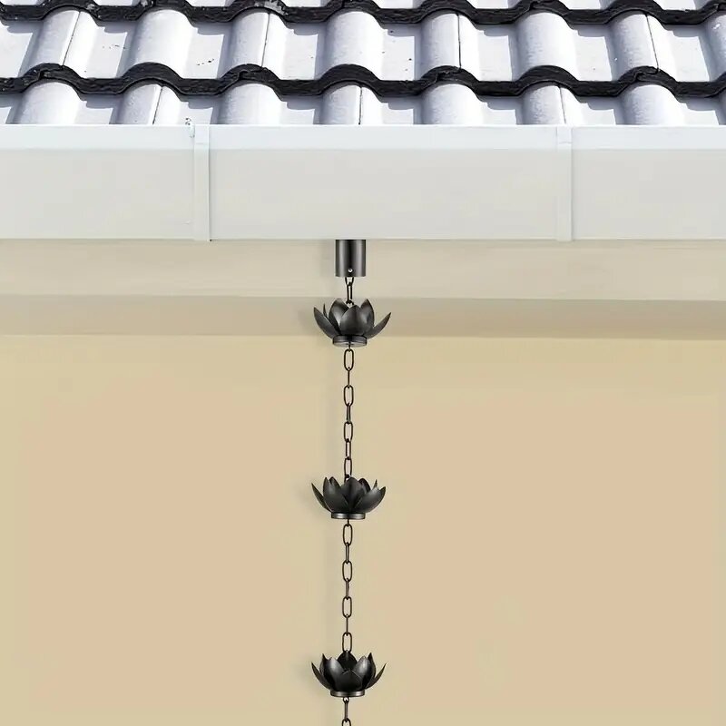 Rain Chain Manufacturer - Decorative 51 Inch Metal Patio Drainage Lotus Flower for Gutters