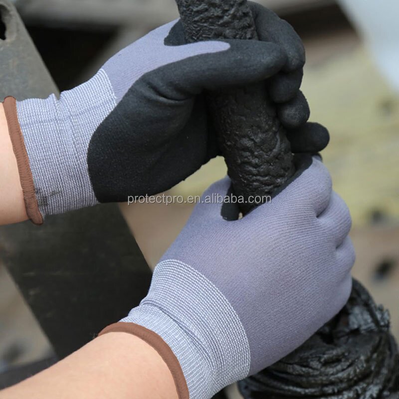 Industrial Safety Gloves Manufacturer - Custom Men's Nylon Spandex Nitrile Sandy Coating Anti-Slip