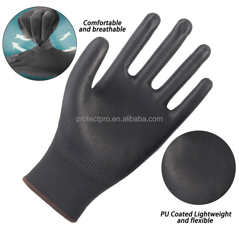 Safety Work Gloves Manufacturer - Wholesale Cheap Polyester PU Coating Anti-static Grip