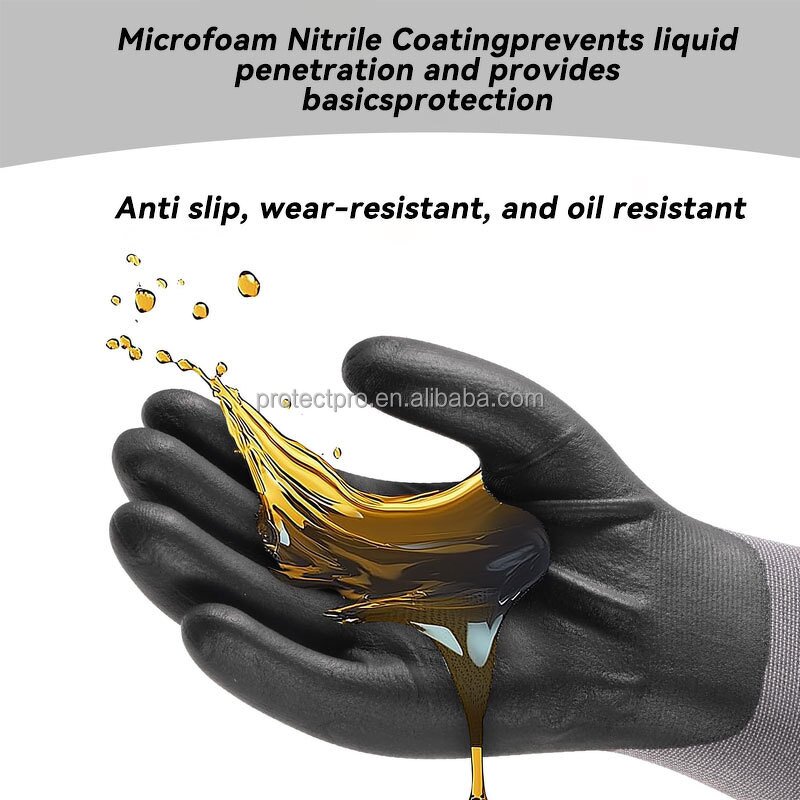 Work Gloves Manufacturer - High Flexibility 15 Gauge Grey Nylon Spandex Foam Anti Slip