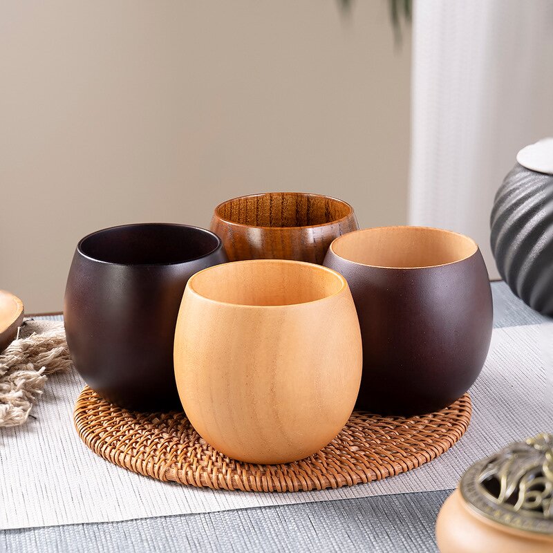 Japanese Tea Cups Manufacturer - Handmade Natural Solid Wood Drinking Water Cup