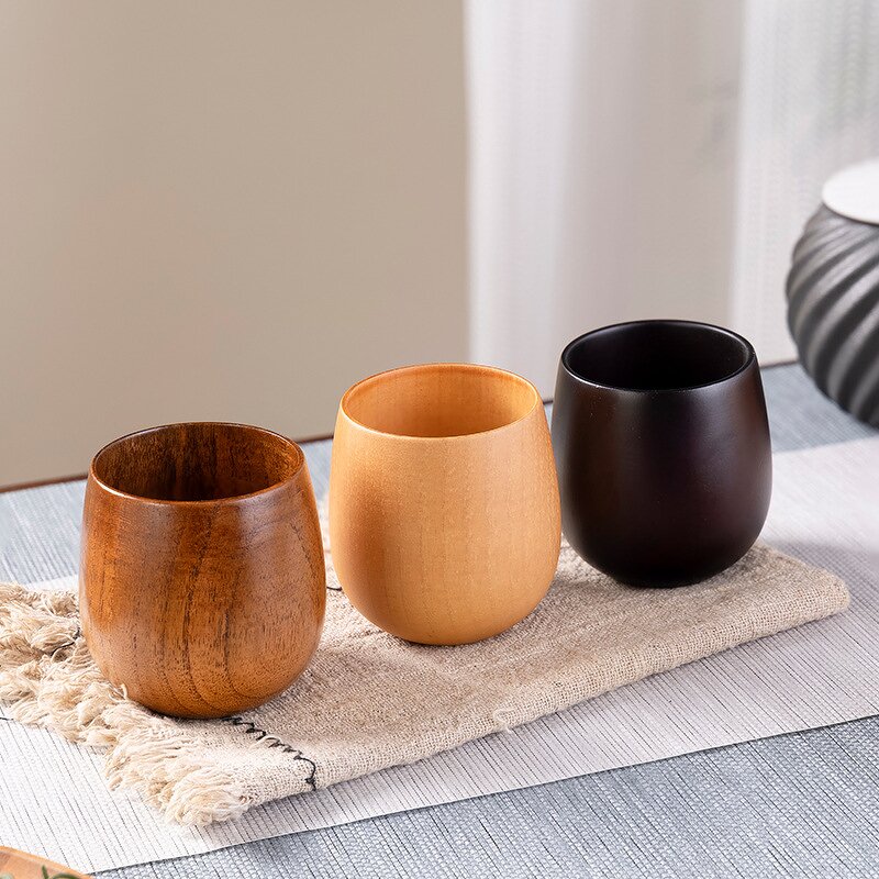 Japanese Tea Cups Manufacturer - Handmade Natural Solid Wood Drinking Water Cup