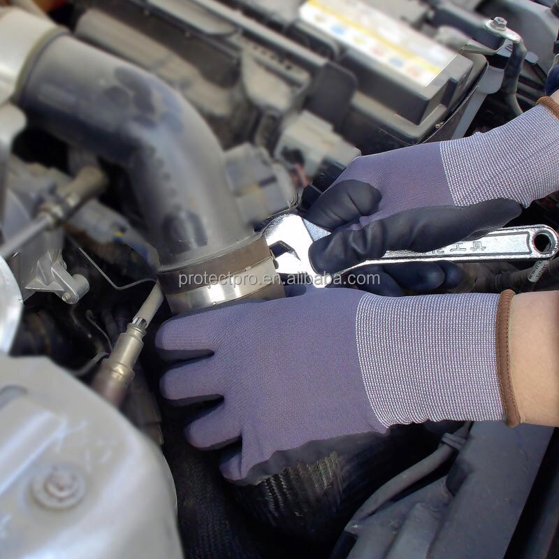 Work Gloves Manufacturer - High Flexibility 15 Gauge Grey Nylon Spandex Foam Anti Slip