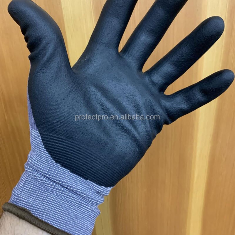 Work Gloves Manufacturer - High Flexibility 15 Gauge Grey Nylon Spandex Foam Anti Slip