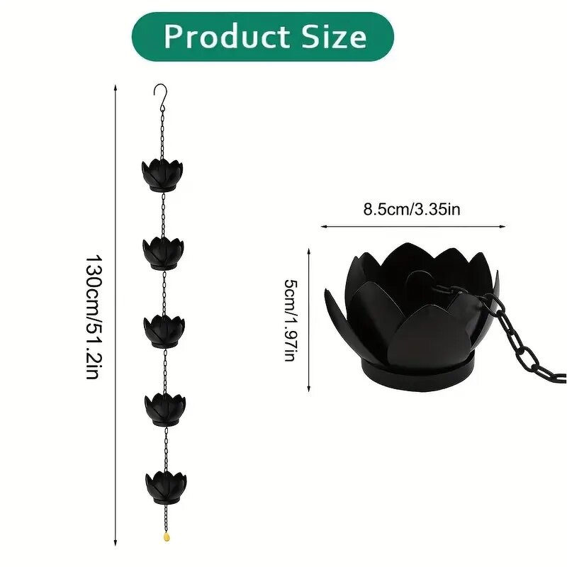 Rain Chain Manufacturer - Decorative 51 Inch Metal Patio Drainage Lotus Flower for Gutters