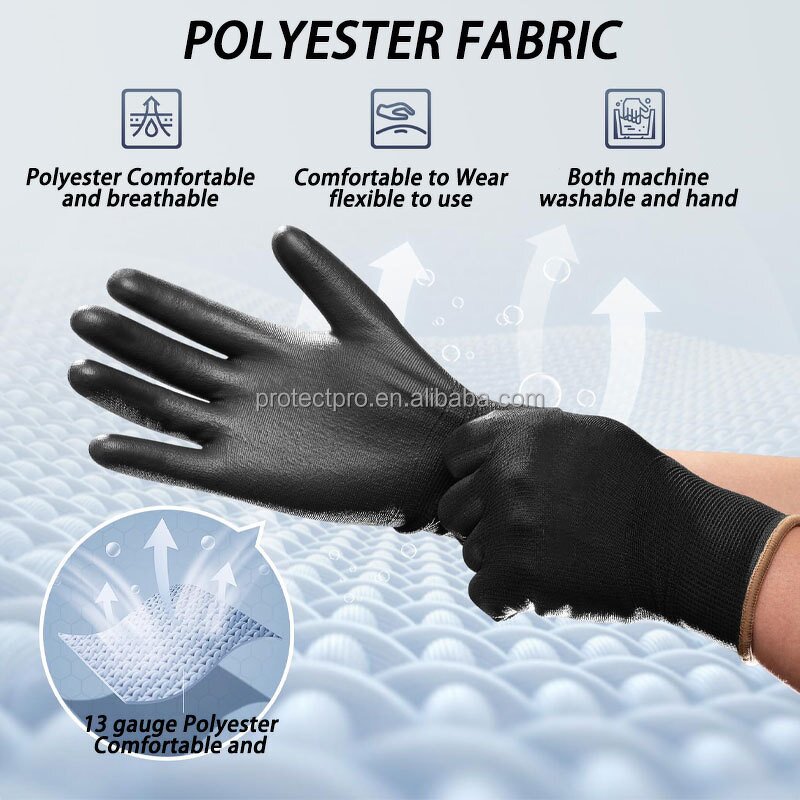 Safety Work Gloves Manufacturer - Wholesale Cheap Polyester PU Coating Anti-static Grip