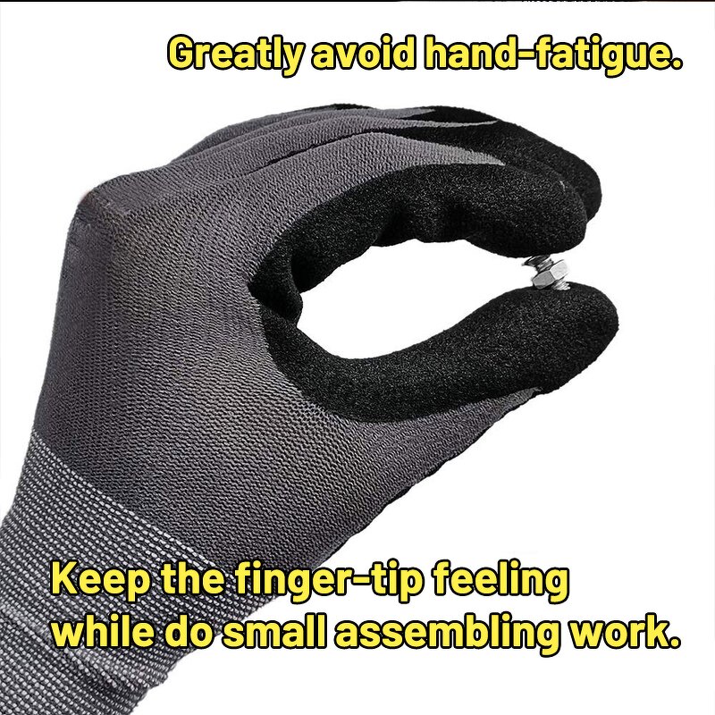 Nitrile Coated Gloves Manufacturer - 15 Gauge Seamless Grey Nylon Spandex Sandy Palm