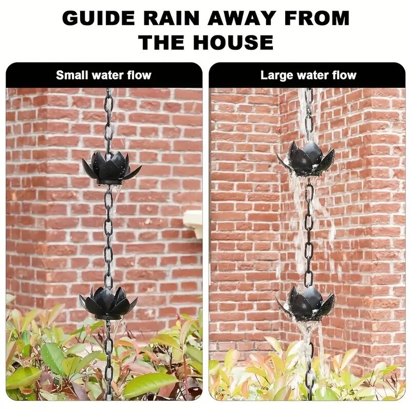 Rain Chain Manufacturer - Decorative 51 Inch Metal Patio Drainage Lotus Flower for Gutters