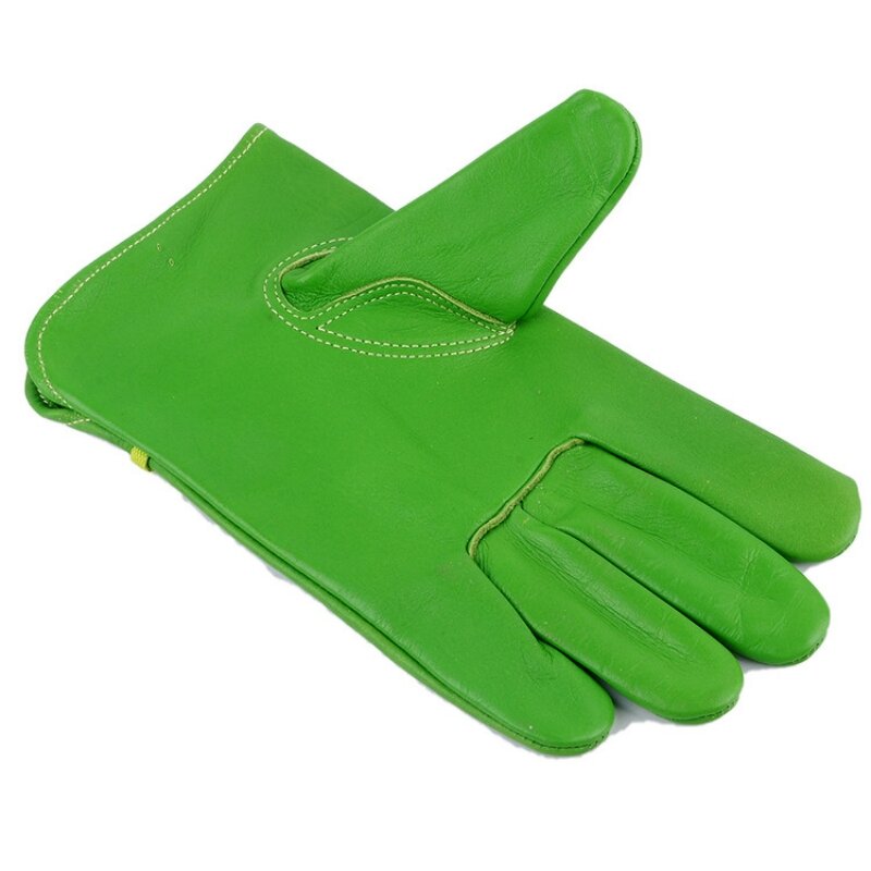 Leather Gardening Gloves Manufacturer - Green Cowhide Labor Protection Outdoor Construction