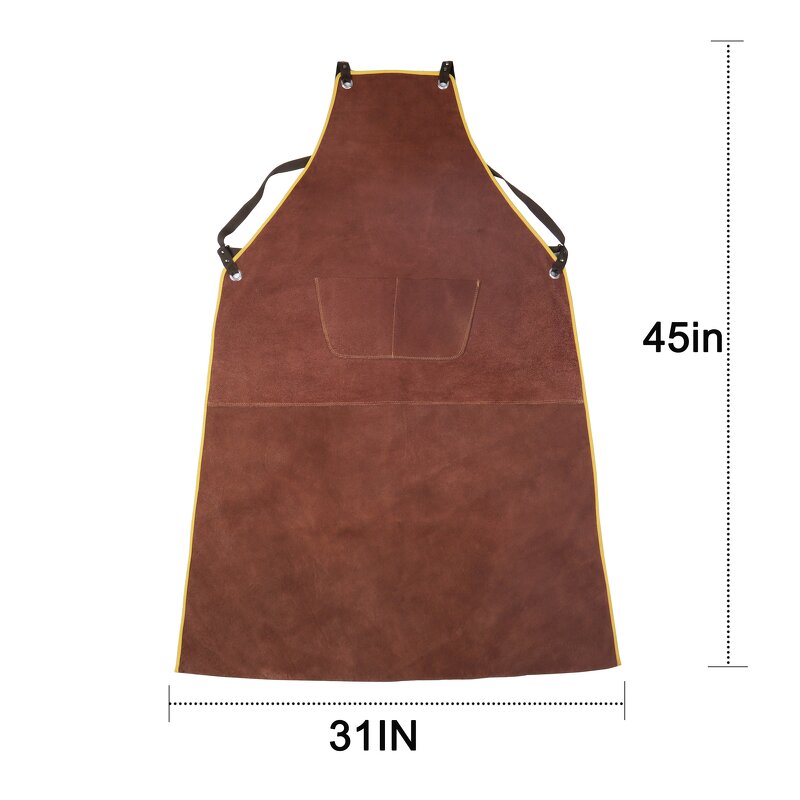 Welding Apron Manufacturer - Customized Logo Cow Leather Anti-scald Flame Resistant 45x31"