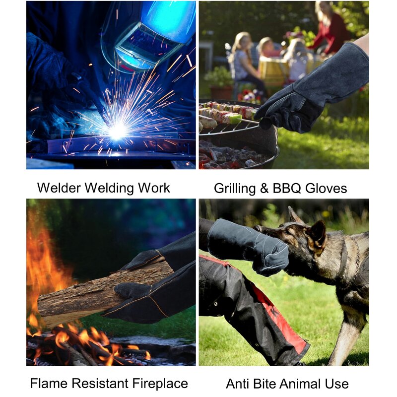 Welding Gloves Manufacturer - Wholesale Cow Split Leather Protective Hand for Fireplace BBQ