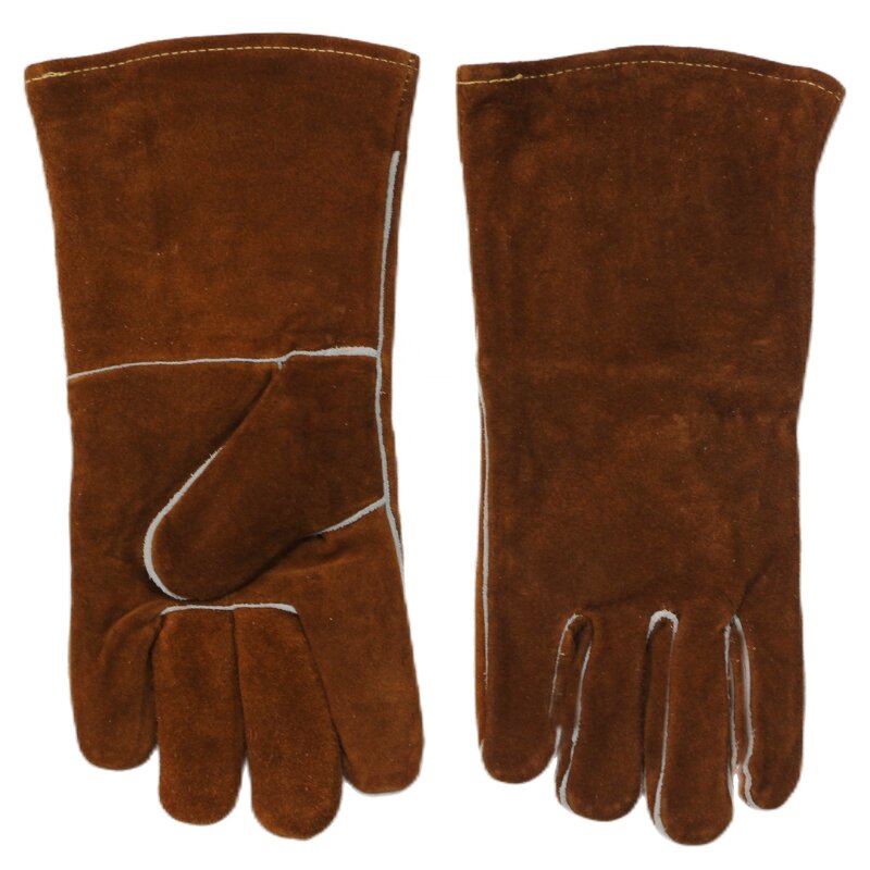 Welding Gloves Manufacturer - Custom Logo Retro Leather Heat Resistant Cow Split Leather