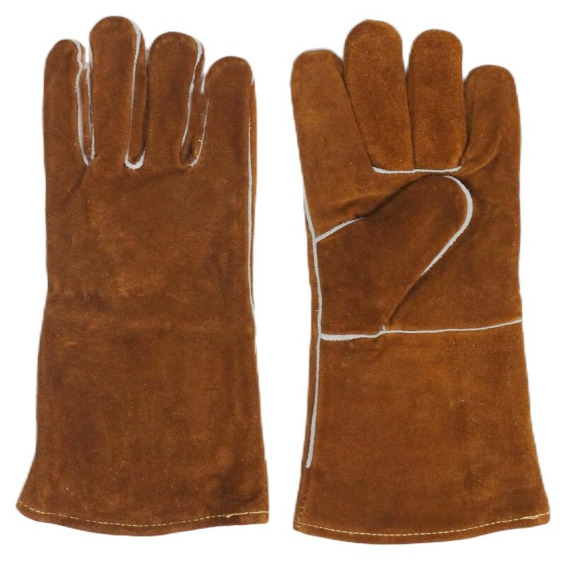 Welding Gloves Manufacturer - Custom Logo Retro Leather Heat Resistant Cow Split Leather
