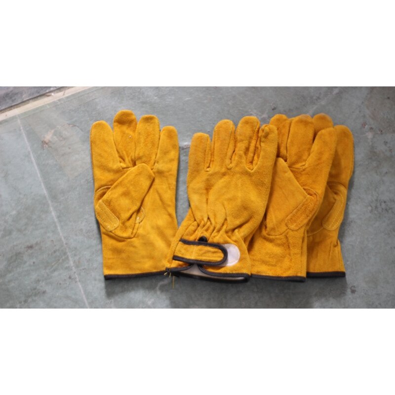 Leather Work Gloves Manufacturer - Cheap Cow Split Leather Yellow Tough Mens Wholesale