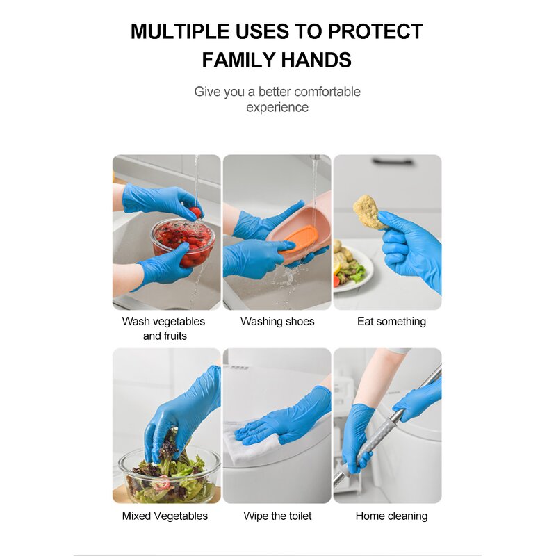 Nitrile Gloves Factory - Black Blue 100% 9 Inches Barber Tattoo Shop