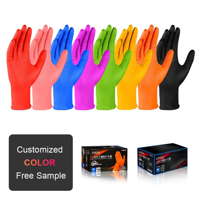 Nitrile Gloves Factory - 8 Mil Black Mechanical Diamond for Auto Repair