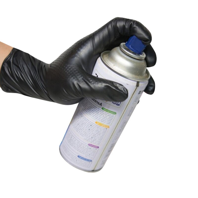 Nitrile Gloves Factory - Biodegradable Safety Black Pure Nitrile Diamond Pattern