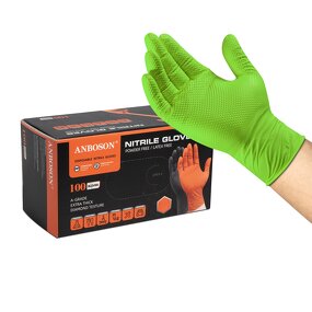Disposable Nitrile Gloves Manufacturer - Adult Raised Diamond Texture Latex Free Food-Safe