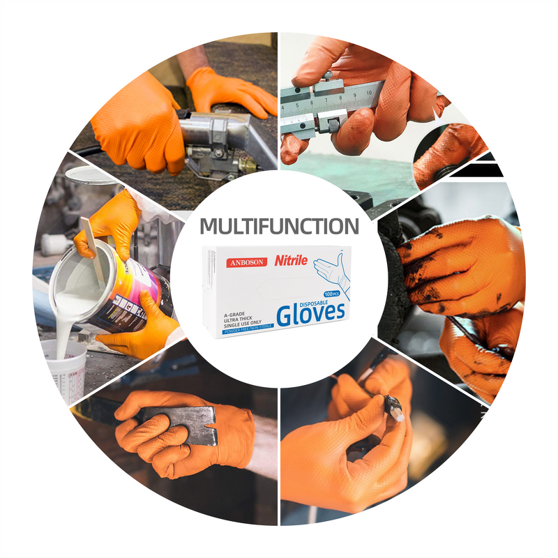 Mechanical Nitrile Gloves Manufacturer - 8 Mil Orange Diamond for Auto Repair Gardening