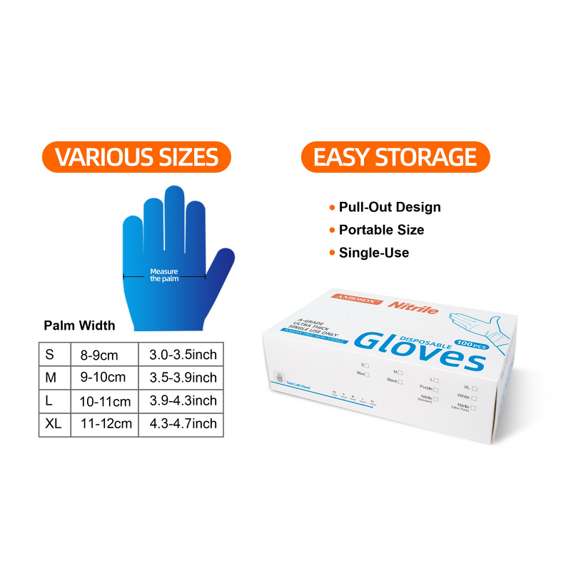 Disposable Nitrile Gloves Manufacturer - Small Medium Large No Latex No Powder Blue Nitrile