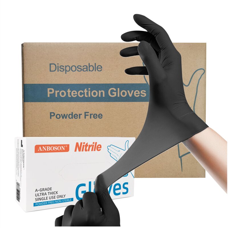 Disposable Nitrile Gloves Manufacturer - 100 Box 6Mil Blue Black Cheap Prices Powder Free