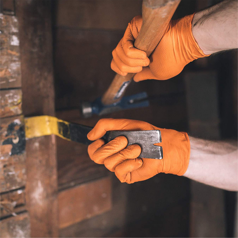 Mechanical Nitrile Gloves Manufacturer - 8 Mil Orange Diamond for Auto Repair Gardening