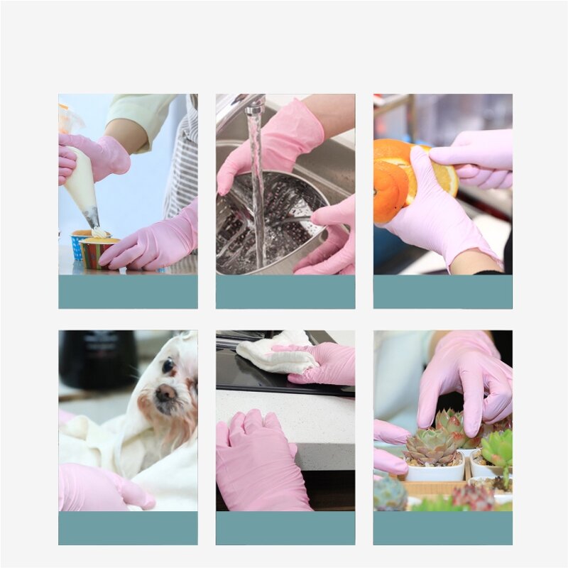 Disposable Nitrile Gloves Manufacturer - ANBOSON 12inch Long Sleeve Pink Household Cleaning