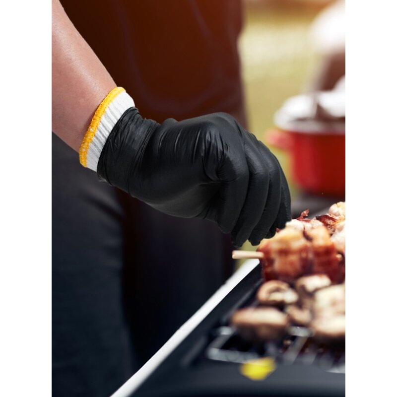 Disposable BBQ Gloves Manufacturer - ANBOSON Barbecue Grilling Cooking Black Nitrile Cotton Heat