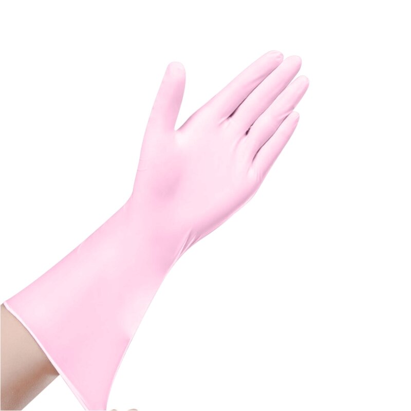 Disposable Nitrile Gloves Manufacturer - ANBOSON 12inch Long Sleeve Pink Toilet Dishwashing