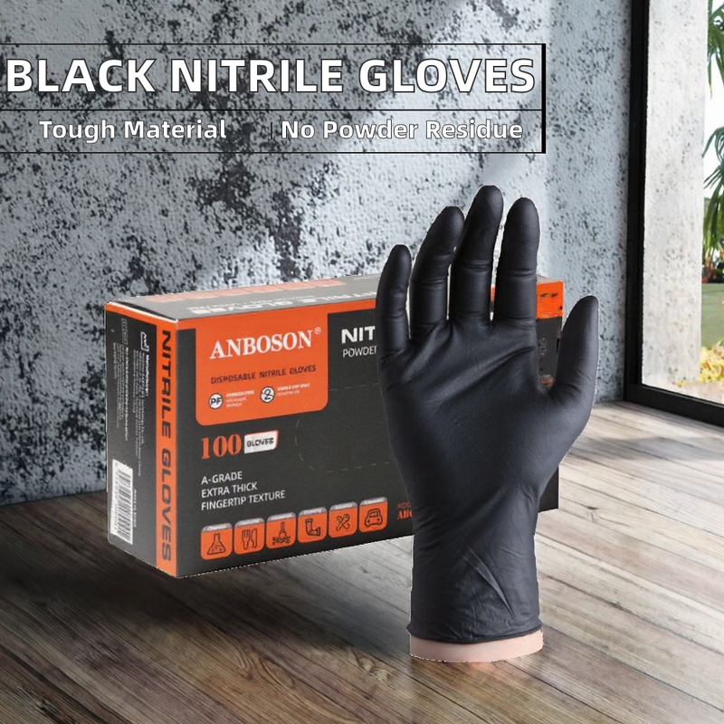 Disposable Nitrile Gloves Manufacturer - Powder-Free Black Safety Protective for Food Preparation
