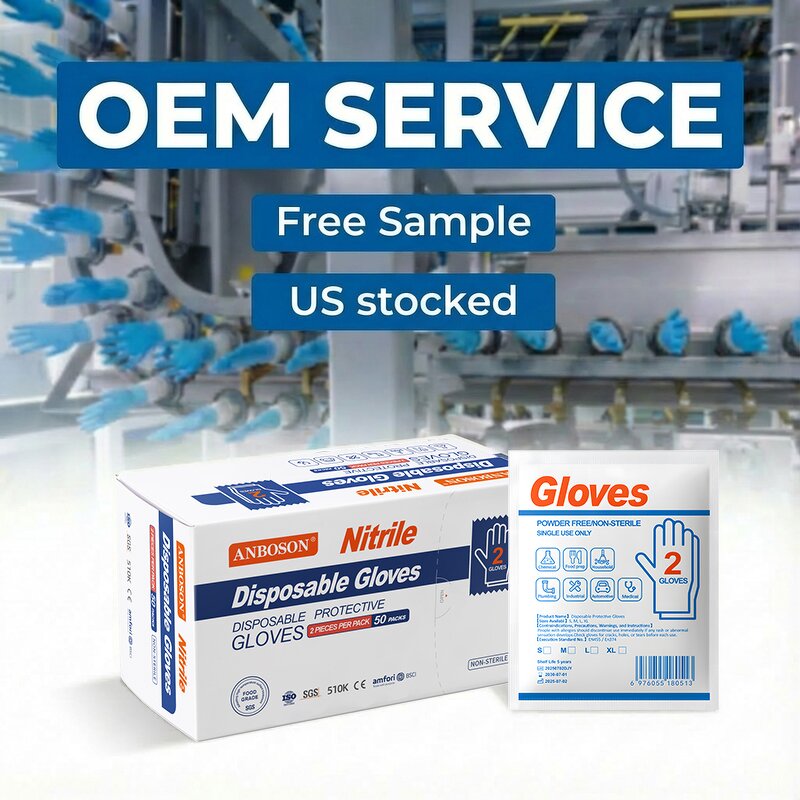 Disposable Nitrile Gloves Manufacturer - ANBOSON Premium Food Grade 5Mil 2-Pack Portable