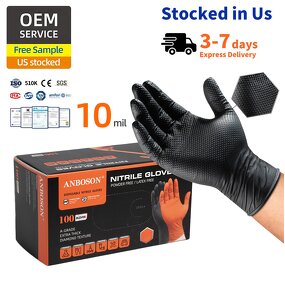 Disposable Nitrile Gloves Manufacturer - ANBOSON 10 Mil Medical Powder Free Black Examination