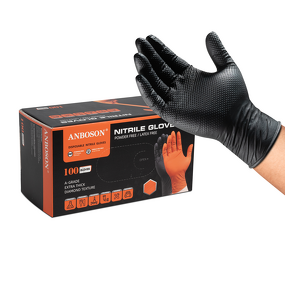 Disposable Nitrile Gloves Manufacturer - ANBOSON Custom 10Mil Industrial Black Protective