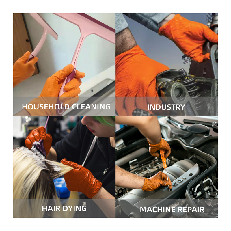 Mechanical Nitrile Gloves Manufacturer - 8 Mil Orange Diamond for Auto Repair Gardening