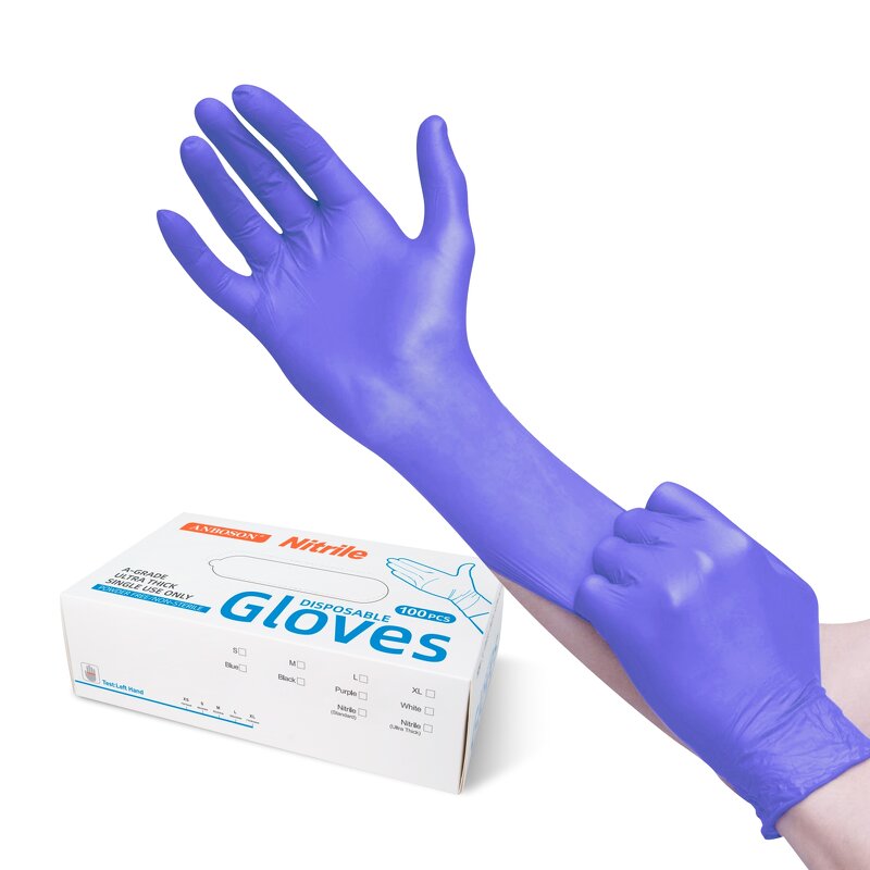 Disposable Nitrile Gloves Manufacturer - ANBOSON Powder Free Food Handling XS S M L XL Purple