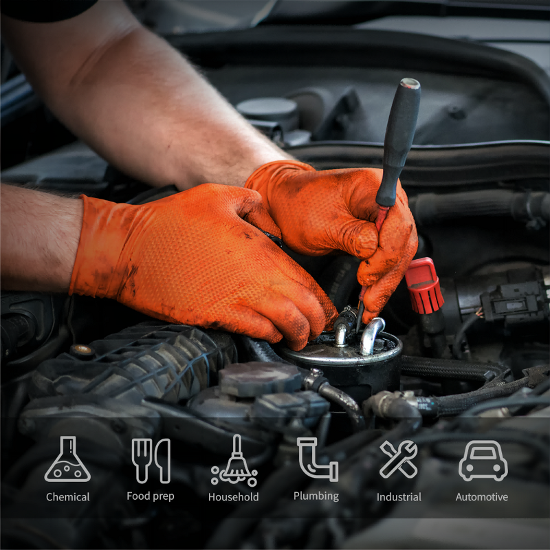 Disposable Nitrile Gloves Manufacturer - 10mil Orange Black Diamond Anti-slip Waterproof Oil