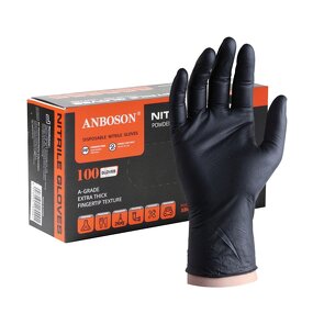 Disposable Nitrile Gloves Manufacturer - Powder-Free Black Safety Protective for Food Preparation