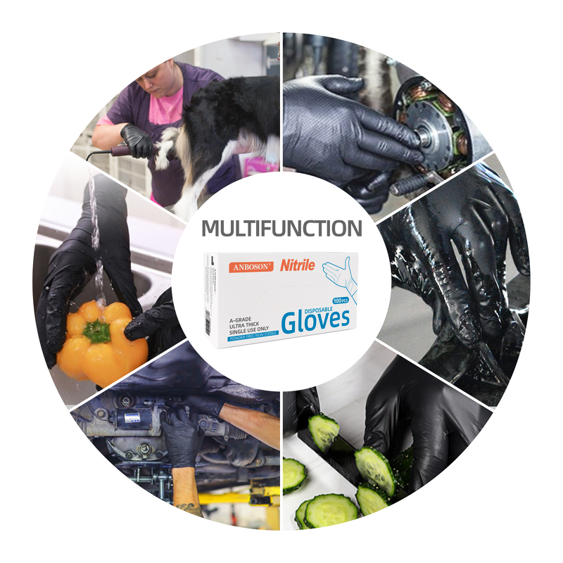 Disposable Nitrile Gloves Manufacturer - 6Mil Science Touchscreen Tattoo Black Nitrile Washing