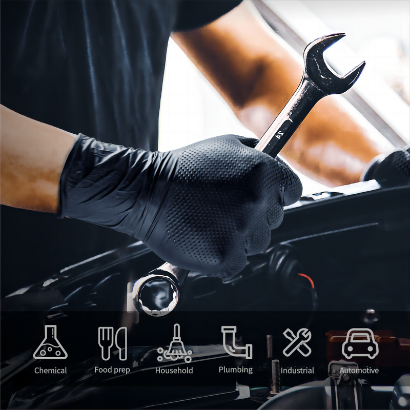 Disposable Nitrile Gloves Manufacturer - 100 Pcs Box Black Exam Powder Free Latex Free Cleaning