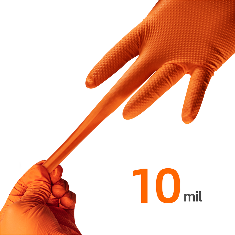 Heavy Duty Nitrile Gloves Manufacturer - 10Mil Orange Black Micro-Touch Hand Grip Disposable