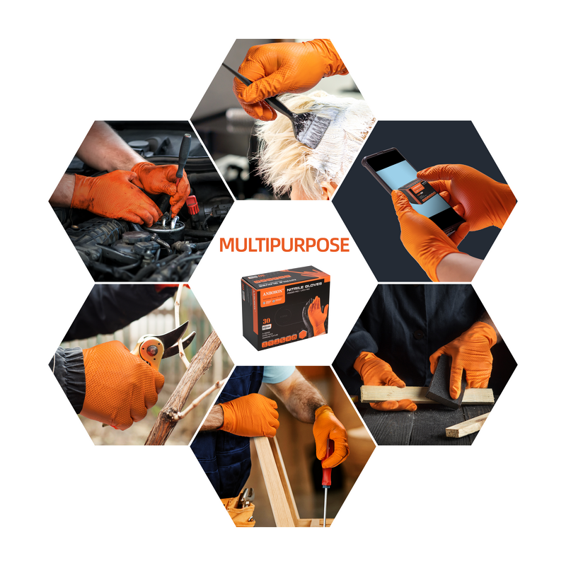 Disposable Nitrile Gloves Manufacturer - 10mil Orange Black Diamond Anti-slip Waterproof Oil