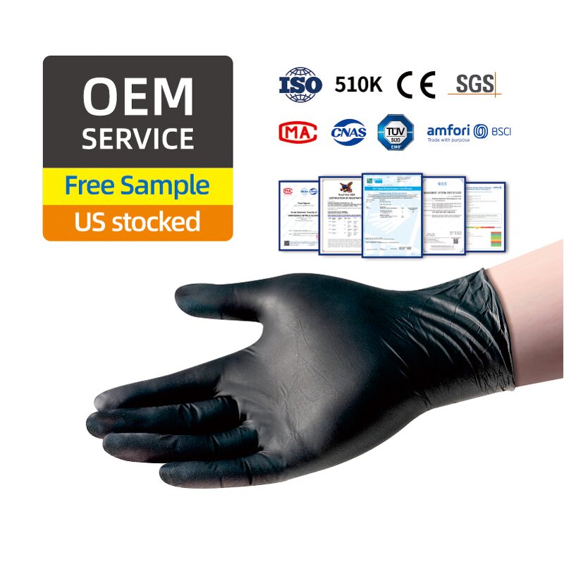 Disposable Nitrile Gloves Manufacturer - ANBOSON 6Mil Science Touchscreen Tattoo Black Nitrile