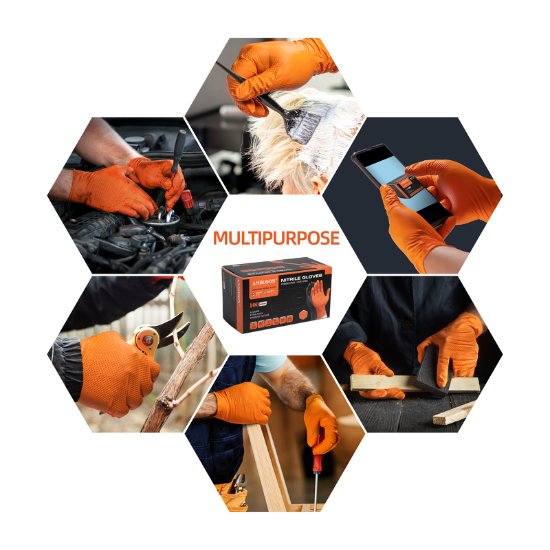 Heavy Duty Nitrile Gloves Manufacturer - 10Mil Orange Disposable Mechanic Safe Work