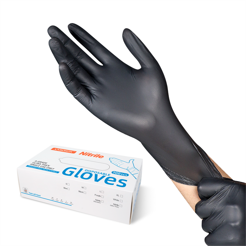 Disposable Nitrile Gloves Manufacturer - Black Nitrile Waterproof Work Gloves for Hair Salon