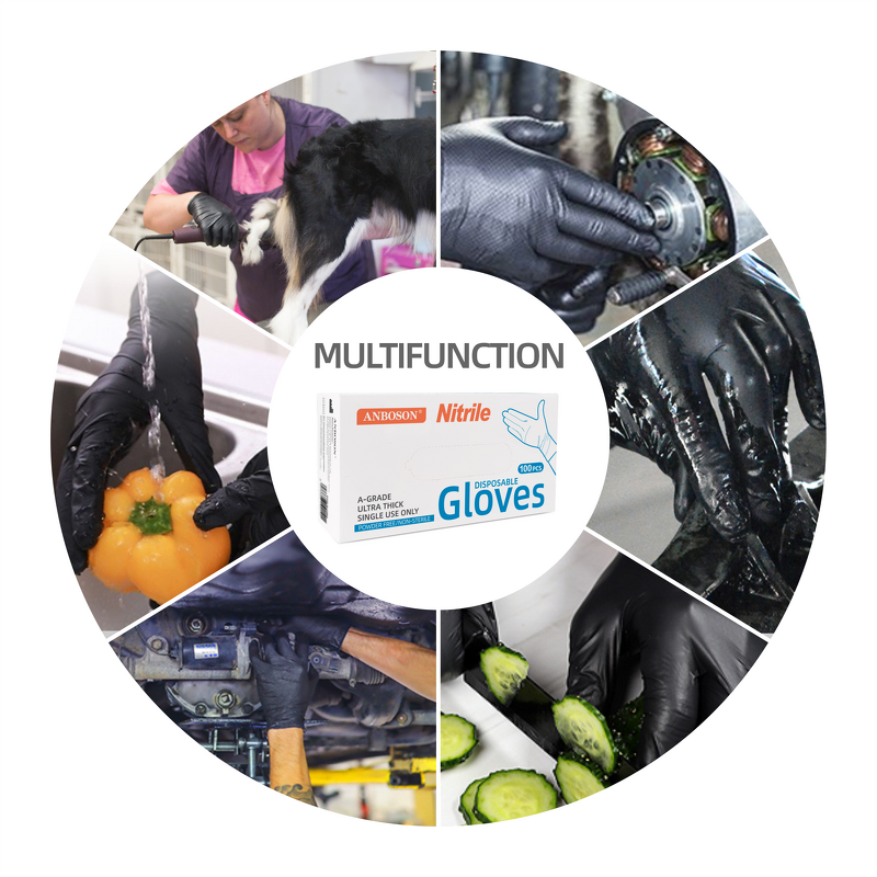 Disposable Nitrile Gloves Manufacturer - Black Nitrile Waterproof Work Gloves for Hair Salon