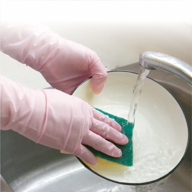 Disposable Nitrile Gloves Manufacturer - ANBOSON 12inch Long Sleeve Pink Household Cleaning