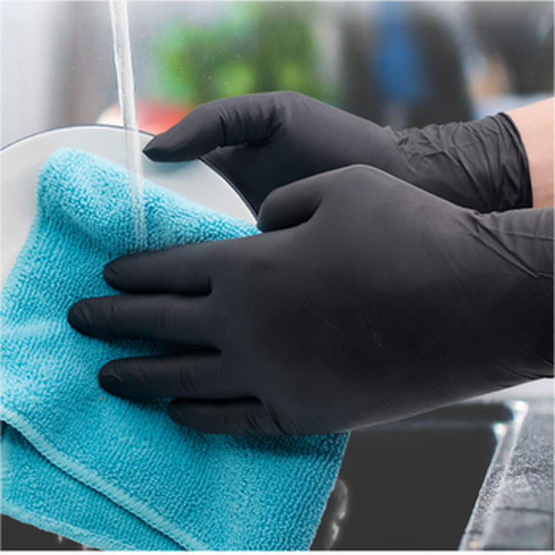 Disposable Nitrile Gloves Manufacturer - Kitchen Work Safety Wholesale Black Nitrile for Cooking