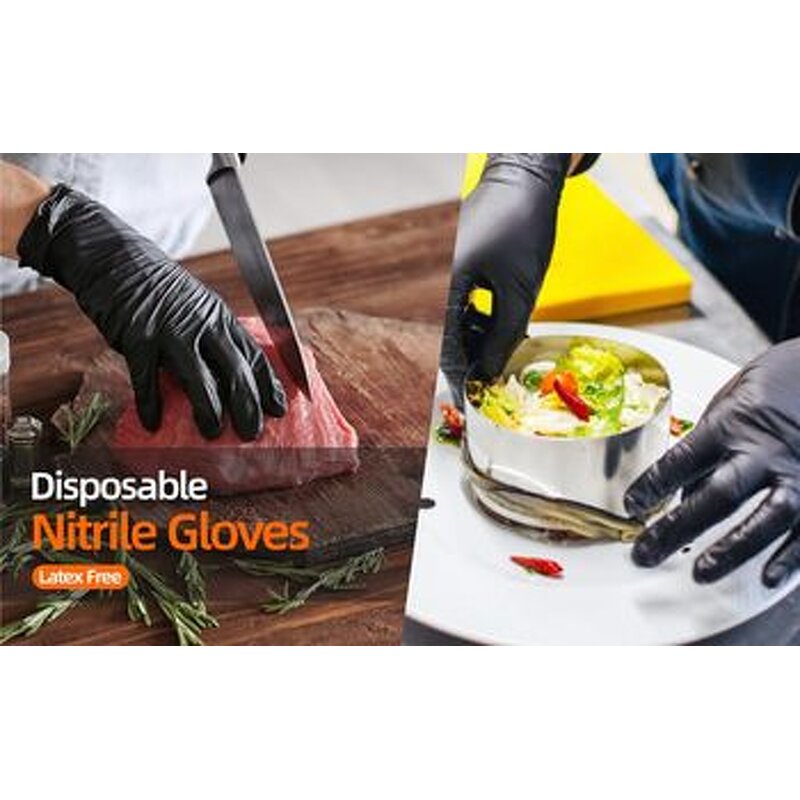 Disposable Nitrile Gloves Manufacturer - Kitchen Work Safety Wholesale Black Nitrile for Cooking