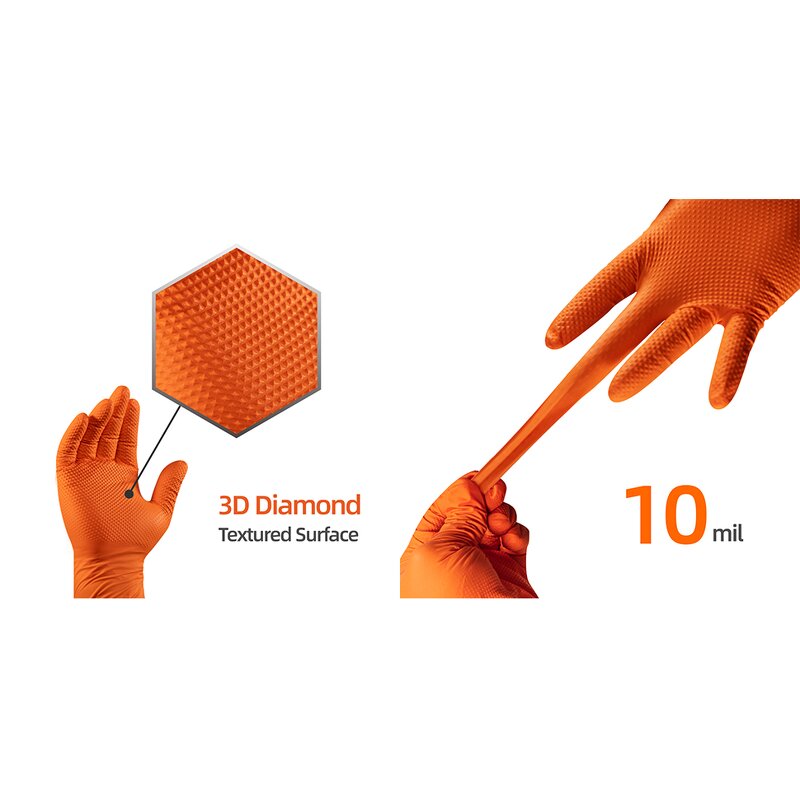 Disposable Nitrile Gloves Manufacturer - 10mil Orange Black Diamond Anti-slip Waterproof Oil